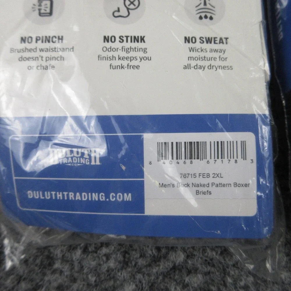 Duluth Trading Boxer Briefs Mens 2XL Multicolor Buck Naked Pattern 2 Pack NWT
